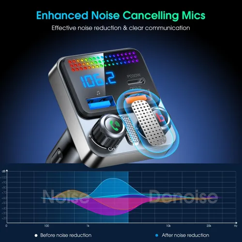 Miniatura 4 de Adaptador Bluetooth 5.4 para coche de 48 W, adaptador USB Bluetooth para automóvil, radio transmisor FM inalámbrico, conmutación de canciones