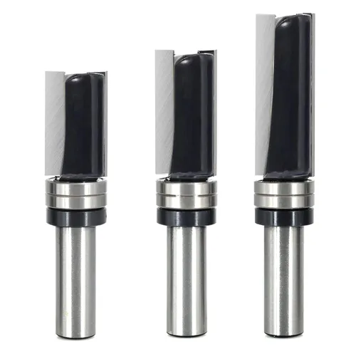 3 piezas de broca de enrutador de corte a ras con patrón, vástago de 1/2 pulgada, diámetro de 3/4 pulgada, guías de rodamientos dobles estables,