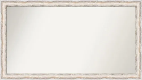 Miniatura 250 de Amanti Art Espejo de baño blanco para sobre el fregadero, 30 x 35 pulgadas, espejo de tocador rectangular estrecho de Eva de oro blanco, marco
