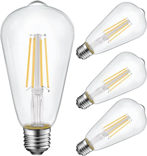Paquete de 6 bombillas LED Edison vintage, equivalente a 60 vatios, (ST19/ST64) bombillas de filamento LED, CRI 95+, luz blanca suave de 2700K, no