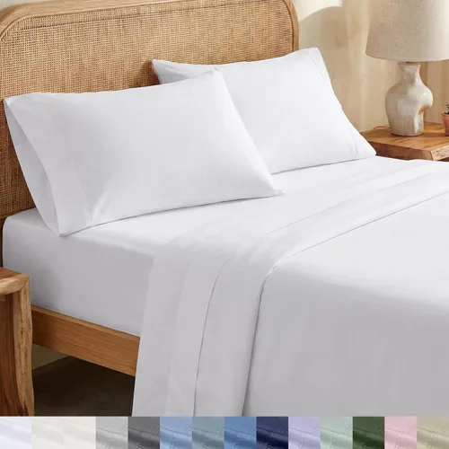 Miniatura 14 de California Design Den Sábanas King con Rayas, 100% Algodón Orgánico Percal, Juego de Sábanas de Bolsillo Profundo King y Fundas de Almohada - Raya