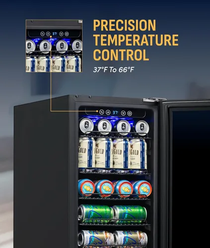 Miniatura 5 de NewAir Refrigerador de bebidas integrado para 96 latas, mini refrigerador pequeño de 15 pulgadas para dormitorio, bar en casa u oficina, Acero