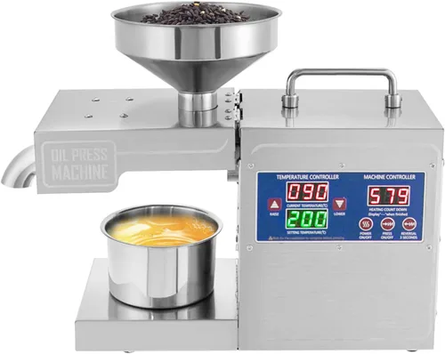 Máquina de prensa de aceite de acero inoxidable, extractor de aceite de prensa fría y caliente con motor de 820 W, calefacción de 360°, capacidad de