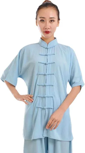 Miniatura 8 de ZooBoo Unisex Ropa de Ejercicio de Mañana, Traje de Tai Chi de Algodón con Mangas Cortas, Uniforme de Kung Fu