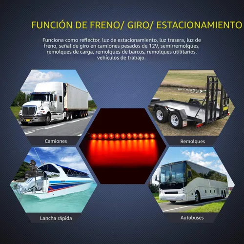 Miniatura 8 de Nilight - TL-10 2 piezas 16 pulgadas 11 LED rojo remolque barra de luz para parada de estacionamiento intermitentes luz de freno trasera compatible