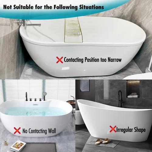 Miniatura 5 de Protector de salpicaduras de bañera extraíble, paquete de 2 protectores contra salpicaduras de agua para bañera, base de silicona y protectores