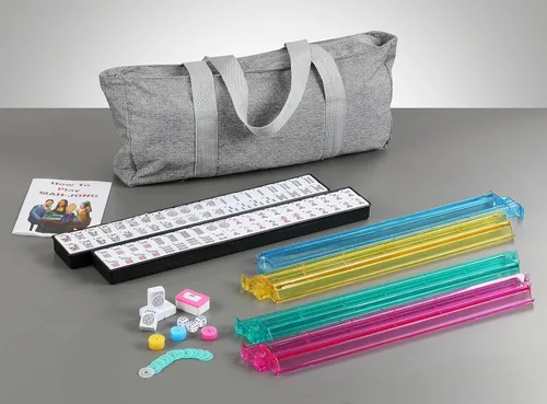 Miniatura 2 de 166 Tiles American Mahjong Set Soft Bag 4 todo en uno Color Empujadores Rack Combo Fácil de Llevar (Gris)