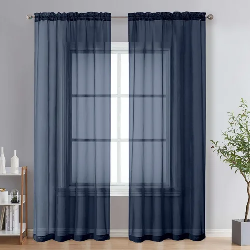 Miniatura 127 de OVZME - Cortinas traslúcidas blancas de 45 pulgadas de largo, 2 paneles, cortinas de gasa con bolsillo para barra para ventanas pequeñas, cada una