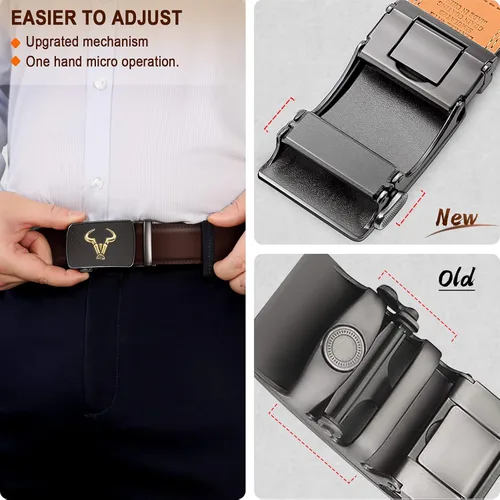 Miniatura 5 de BULLIANT Cinturón para hombre, cinturón de marca con trinquete de cuero genuino para regalo, talla personalizada