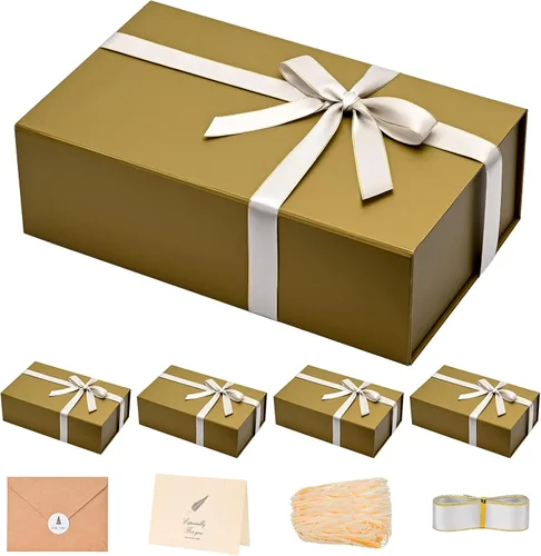 Miniatura 32 de LIFELUM Caja de regalo de 13.5 x 10 x 4 pulgadas, caja de regalo grande con tapas magnéticas, cajas de regalo negras para regalos de graduación