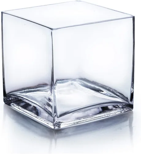 Miniatura 18 de WGV - Jarrón de cristal en forma de cubo a granel, portavelas, 3 x 3 x 3 pulgadas, contenedor transparente elegante con decoración floral