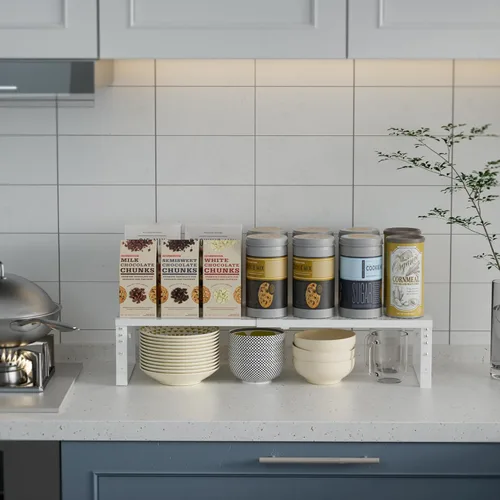 Miniatura 2 de Estante Expandible para Especias de Cocina, Organizador de Estante de Gabinete, Estantes de Almacenamiento Apilables, Estantería Ajustable