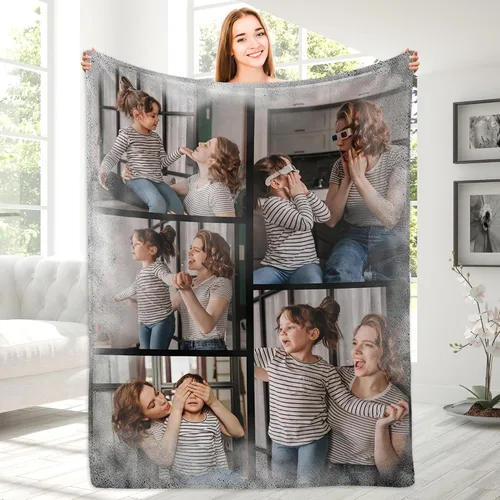Miniatura 16 de Magimagine Mantas personalizadas con imágenes de texto para regalos de novio, manta de fotos personalizada para familiares y amigos para Navidad