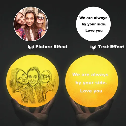 Miniatura 5 de Lámpara de luna personalizada con foto grabada, 16 colores, lámpara nocturna de carga USB para niños, cumpleaños, Acción de Gracias, Navidad