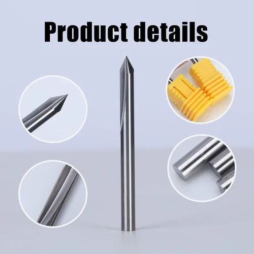 Miniatura 4 de HUHAO 5 piezas de brocas de grabado CNC, brocas en V de 60 grados con vástago recto de 2 hélices de 1/8" y punta de 0.1mm de carburo