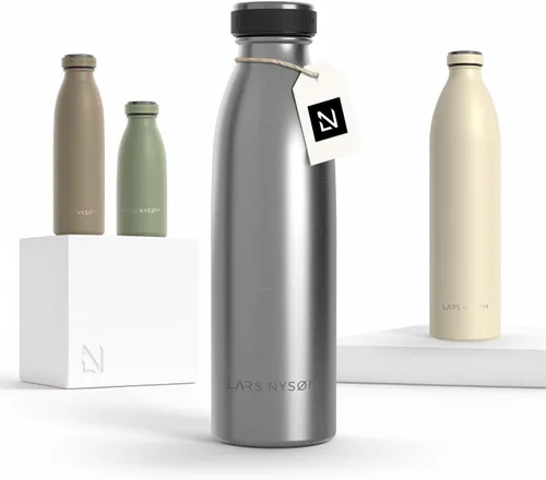 Miniatura 9 de LARS NYSØM Botella de agua XL de acero inoxidable aislada 12oz 17oz 25oz 34oz 51oz Botella térmica aislada para bebidas calientes y frías Azul