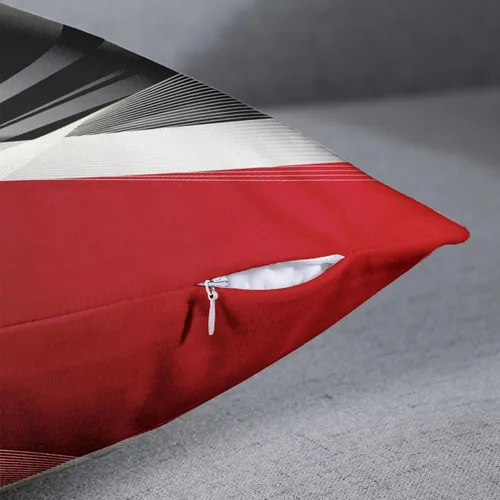 Miniatura 2 de Emvency - Juego de 4 fundas de almohada decorativas modernas con rayas abstractas en rojo, gris, negro y blanco, acrílico, gris audaz, fundas