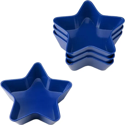 UP Tazones de postre patrióticos en forma de estrella, cuenco pequeño de melamina para postre, aperitivos, helado, nueces o frutas, azul, 5.75