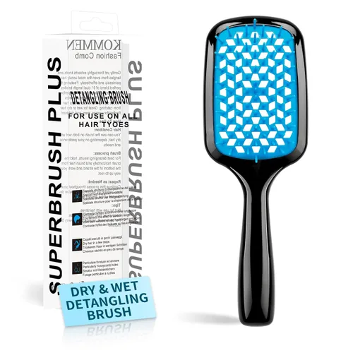 Miniatura 10 de Cepillo desenredante para el cabello, rápido de quitar el pelo anudado, cerdas súper suaves, antiestático, adecuado para cabello seco, húmedo y Azul