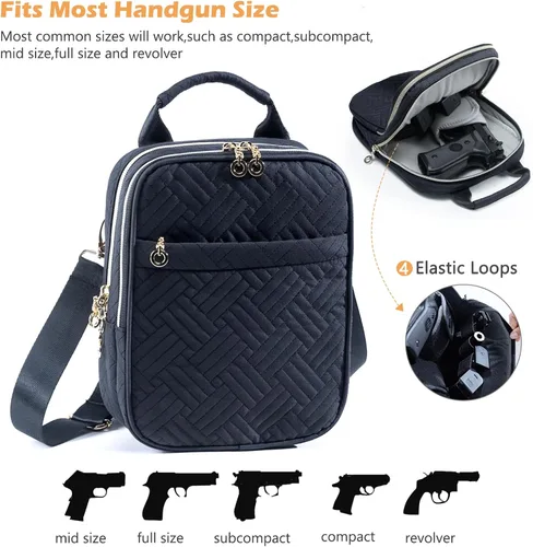Miniatura 4 de Estuche suave para pistola, bolsa para arma para mujeres, bolsa para pistola CCW, bolsa para arma con bandolera, funda para transporte oculto