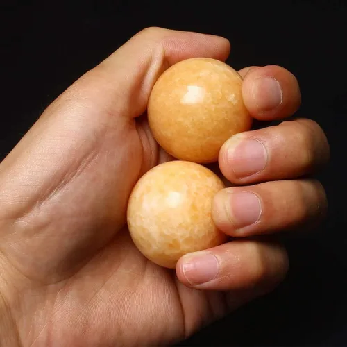 Miniatura 2 de BRABUD TQZDBS030 - Bolas chinas de estrés para la salud de Baoding de mármol naranja en piedra natural con caja