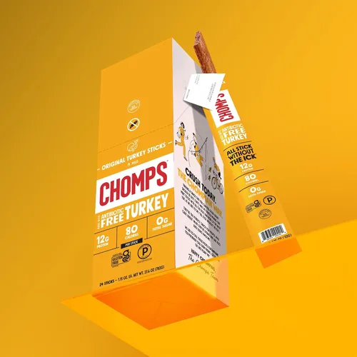 Miniatura 7 de Chomps Paquete de 10 palitos originales de carne seca de pavo, Keto, Paleo, bajos en carbohidratos, aprobados por Whole30, 0.44 oz de proteína
