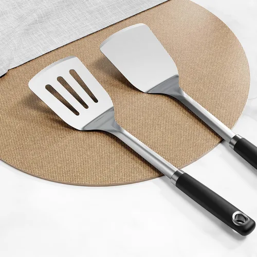 Miniatura 6 de Juego de espátulas de acero inoxidable, 1 espátula de metal resistente, utensilios de cocina de alta resistencia al calor, utensilios de cocina