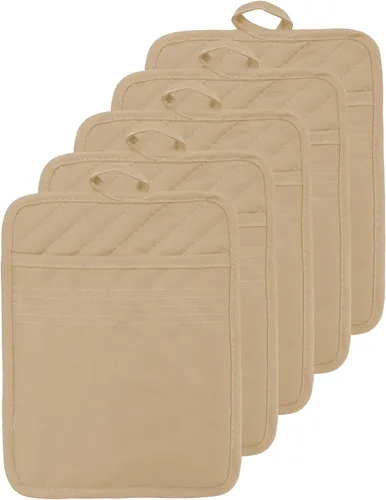 Miniatura 34 de Soporte para olla de horno con bolsillo, de algodón, resistente al calor, para cocina, almohadilla caliente, guantes de horno para cocinar y Gris