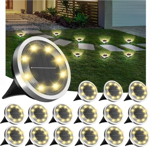 Miniatura 12 de INCX Solar Ground Lights, 10 Pack Solars Light Outdoor Waterproof, Solar Garden Lights Landscape Lighting for Patio Pathway Lawn Yard Deck Driveway