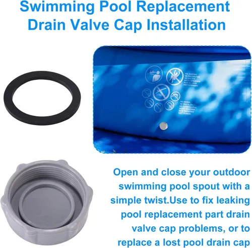 Miniatura 5 de 2 piezas de repuesto para piscina Coleman, tapa de válvula de drenaje y conector de manguera compatible con accesorios de piscina Coleman, piezas
