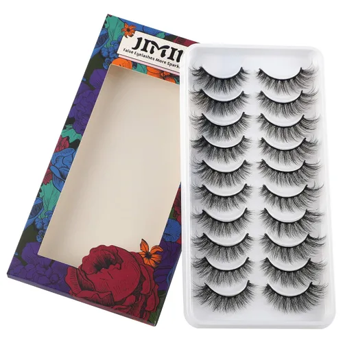 Miniatura 7 de JIMIRE Pestañas postizas de aspecto natural, pestañas postizas esponjosas y finas, pestañas de ojo de gato con banda fina, pestañas postizas