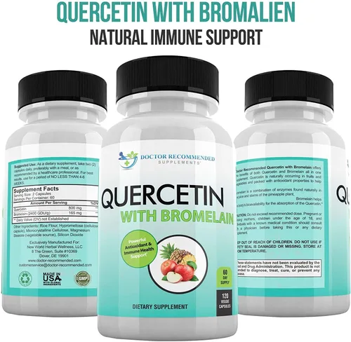 Miniatura 7 de DOCTOR RECOMMENDED SUPPLEMENTS Quercetina 800 mg con bromelina 165 mg por porción, 120 cápsulas vegetarianas, suministro completo para 60 días