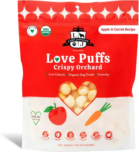 Miniatura 9 de Lord Jameson Cheddar Charm Colección Love Puffs ligeros y crujientes Golosinas orgánicas para perros, receta de queso, sin gluten, sin