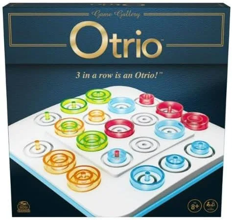 Otrio - Juego de mesa con piezas rojas, verdes, amarillas y azules, para 2 a 4 jugadores de 8 años a adultos. Juego de mesa basado en estrategias
