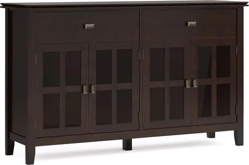 Miniatura 23 de SIMPLIHOME Artisan Buffet - Aparador de 3 puertas de madera maciza de 54 pulgadas de ancho en gris envejecido, gabinete de almacenamiento