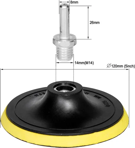 Miniatura 2 de HIFROM Almohadilla de respaldo de gancho y bucle de 5 pulgadas/4.921 in, pulidora orbital, almohadilla de lijado, adaptador de taladro M14