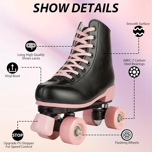 Miniatura 3 de Silvertree Patines de ruedas para mujeres y hombres de cuero de poliuretano de alta calidad para adultos, patines de derby de ruedas ligeras