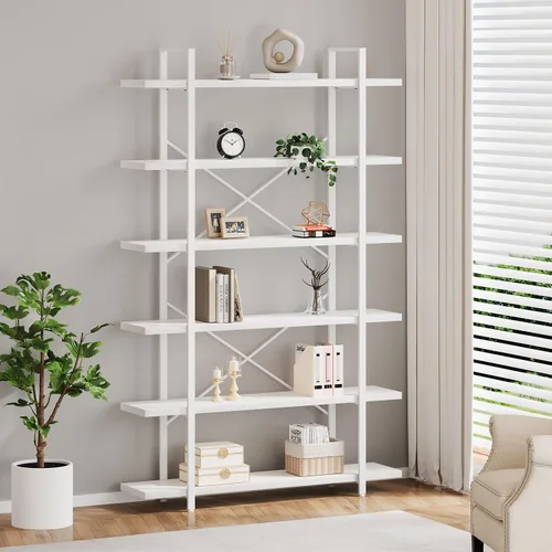 Miniatura 21 de HSH Estantería negra de 5 niveles de alto, estante de almacenamiento de madera y metal, estantería industrial moderna Etagere de 5 estantes, estante