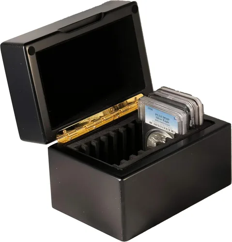 Miniatura 2 de Guardhouse Caja de almacenamiento/exhibición de diez monedas con acabado mate negro para titulares de monedas de estilo certificado o certificado