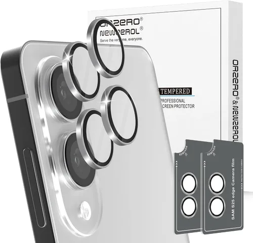 Miniatura 45 de Orzero Protector de lente de cámara compatible con Samsung Galaxy S25, bandeja de instalación de un solo paso, cubierta de vidrio con anillo
