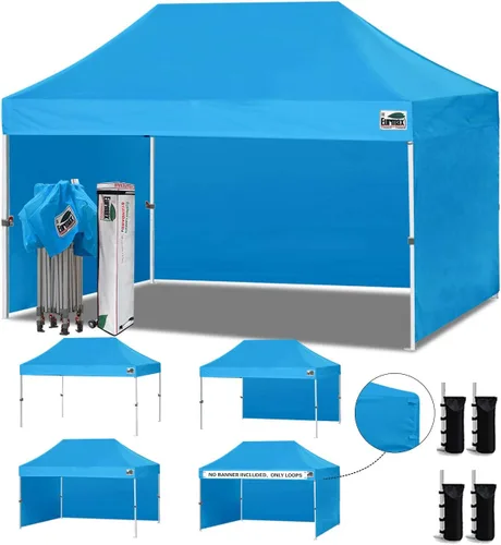 Miniatura 29 de Eurmax Tienda de campaña desplegable de 8 x 8 de Estados Unidos, con bolsa rodante patentada sin puntas, 4 paredes extraíbles con cremallera, toldo