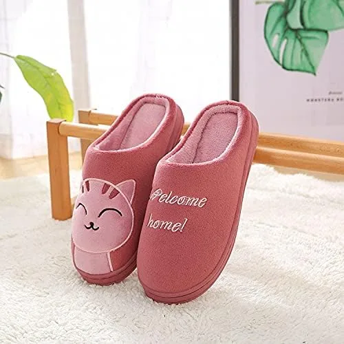 Miniatura 2 de NOLDARES Pantuflas para mujer, con bordado de dibujos animados, cómodas, planas, de gamuza, más terciopelo con espuma viscoelástica