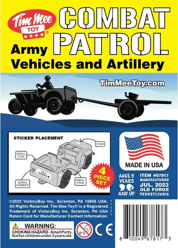 Miniatura 8 de TimMee Combat Patrol Willys & Artillery - Juego negro de 4 piezas fabricado en Estados Unidos