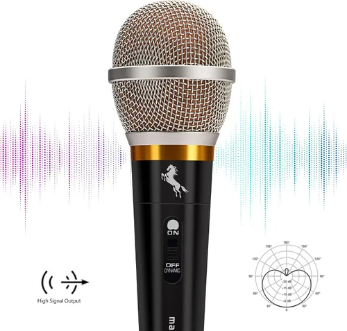 Miniatura 2 de Marengo Micrófono Dinámico de Mano para Canto de Karaoke, Micrófono XLR Alámbrico con Interruptor de Encendido y Apagado y Cable XLR Desmontable