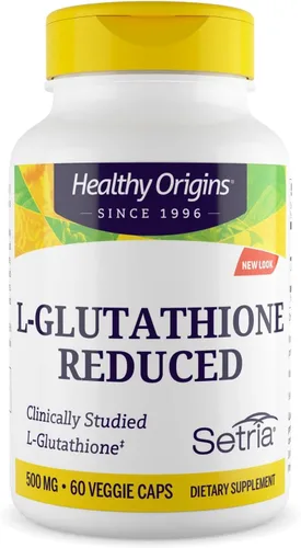 Healthy Origins Setria L-glutatión 500 mg, 60 cápsulas vegetales – Suplemento antioxidante reducido Form Master – Apoya la salud del hígado,