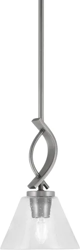 Miniatura 20 de Toltec Lighting Cavella Stem Colgado Mini colgante, acabado grafito, vidrio de muselina blanca de 4 pulgadas