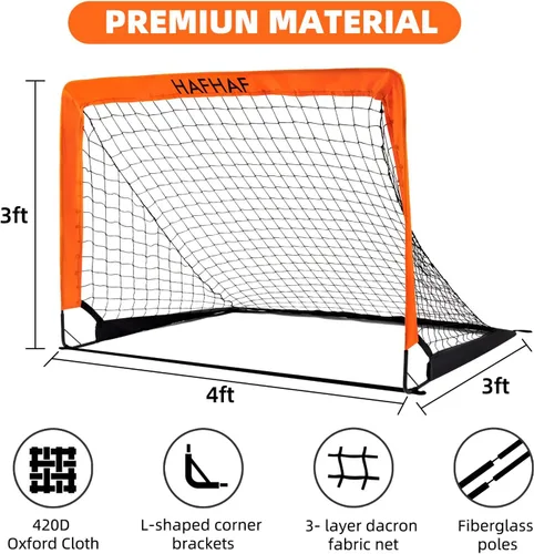 Miniatura 2 de HAFHAF Soccer Goals, 4x3 ft Portable Kid Soccer Goals for Backyard with Ball, Ladder, and Cones Pop Up Soccer Net Soccer Set for Kids Age Youth and