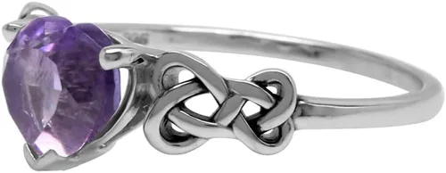 Miniatura 3 de Silvershake Anillo de plata de ley 925 con forma de corazón natural, amatista en forma de corazón
