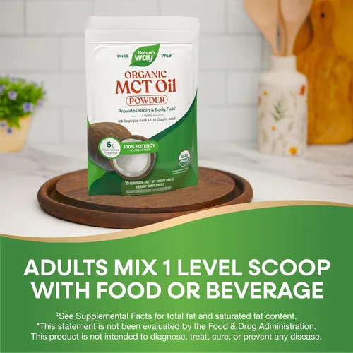 Miniatura 5 de Nature's Way Aceite en polvo orgánico MCT, ácido caprílico C8 y ácido cáprico C10 (1), combustible para el cerebro y el cuerpo*, polvo inodoro y sin