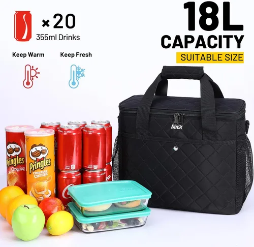 Miniatura 5 de MIER Bolsa de picnic aislada grande y suave de 18L para comestibles, camping, coche, negro
